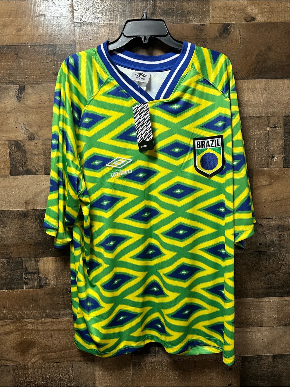NWT Umbro Brazil Soccer Jersey XL Green Yellow Retro Style Futbol Shirt